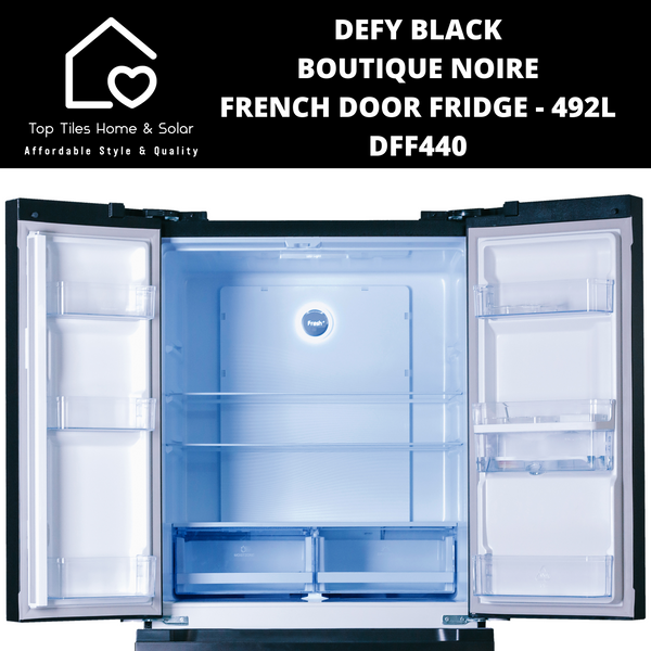 Defy Black Boutique Noire French Door Fridge - 492L DFF440