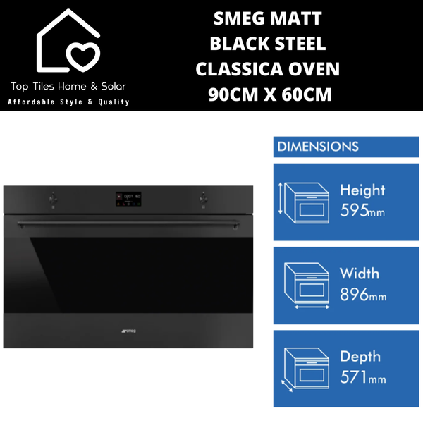 Smeg Matt Black Steel Classica Oven – 90cm x 60cm