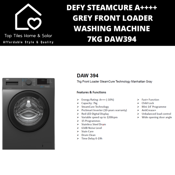 Defy SteamCure A+++ Grey Front Loader Washing Machine - 7kg DAW394