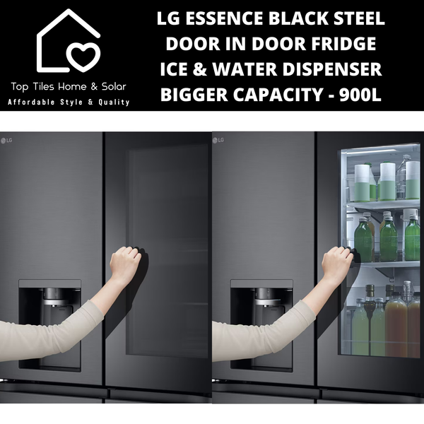 LG Essence Black Steel Door in Door Fridge with Ice & Water Dispenser - 900L