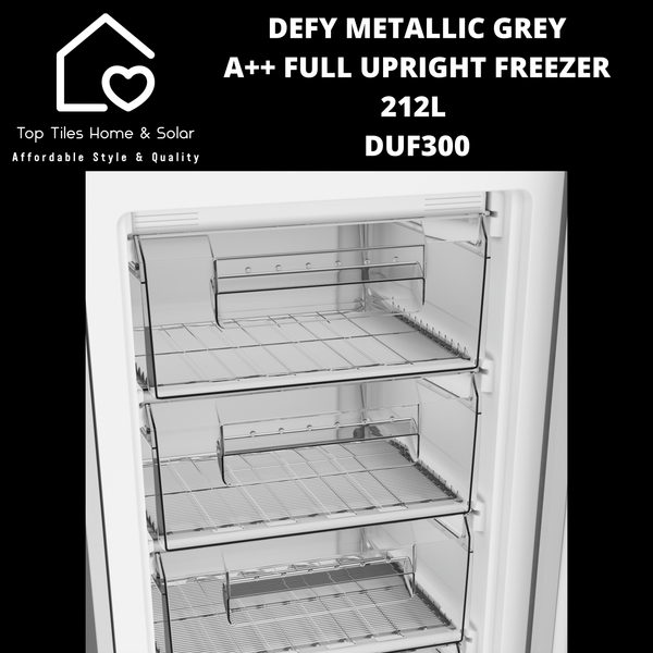 Defy Metallic Grey A++ Full Upright Freezer - 212L DUF300