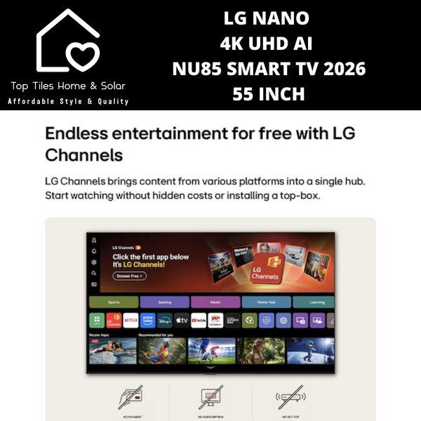 LG NANO 4K UHD AI NU85 Smart TV 2026 - 55 Inch