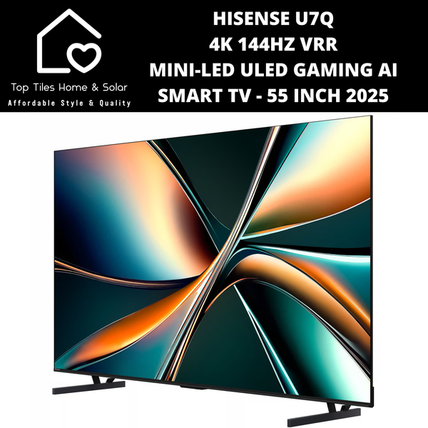 Hisense U7Q 4K 144Hz VRR  Mini-LED ULED Gaming Ai Smart TV - 55 Inch 2025