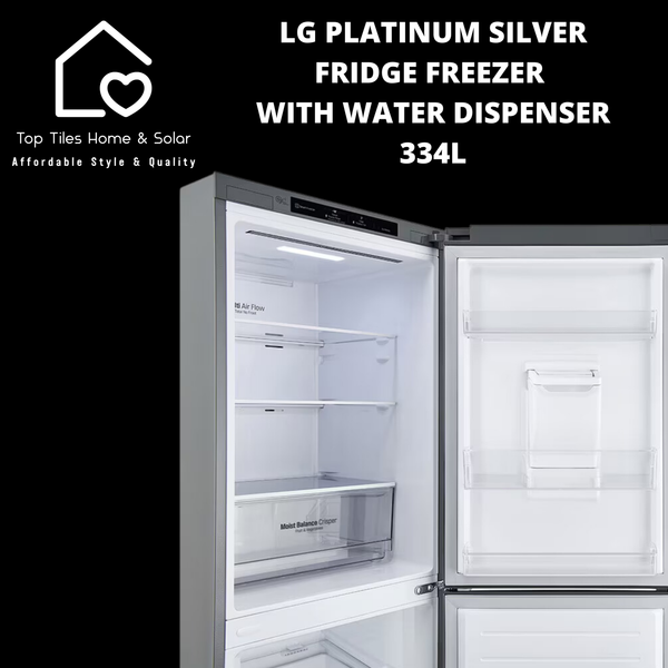 LG Platinum Silver Fridge Freezer with Water Dispenser - 334L