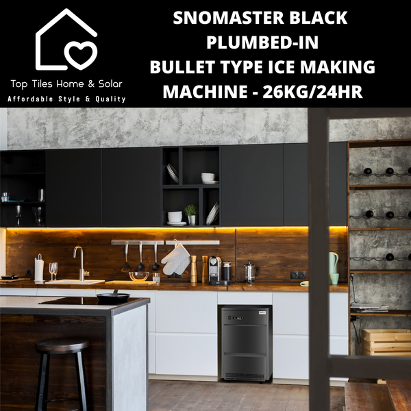 SnoMaster Black Plumbed-In Bullet Type Ice Making Machine - 26kg/24hr