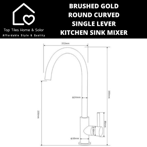 Brushed Gold Rounded Curves Single Lever Kitchen Sink Mixer
