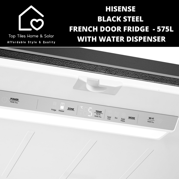Hisense Black Steel French Door Fridge  - 575L With Water Dispenser