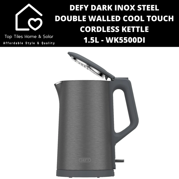 Defy Dark Inox Steel Double Walled Cool Touch Cordless Kettle - 1.5L WK5500DI