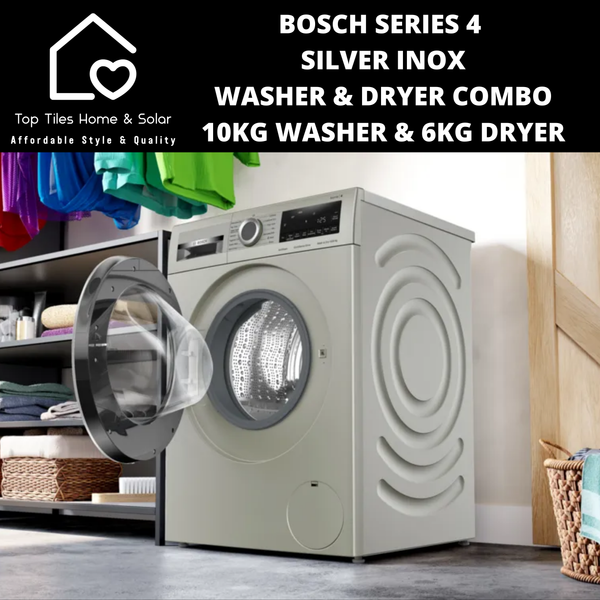 Bosch Series 4 - Silver Inox Washer & Dryer Combo -  10kg Washer & 6kg Dryer