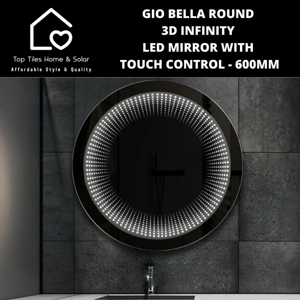 Gio Bella Round 3D Infinity LED Mirror with Touch Control - 600mm