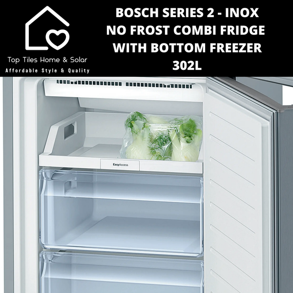 Bosch Series 2 - Inox No Frost Combi Fridge With Bottom Freezer - 302L