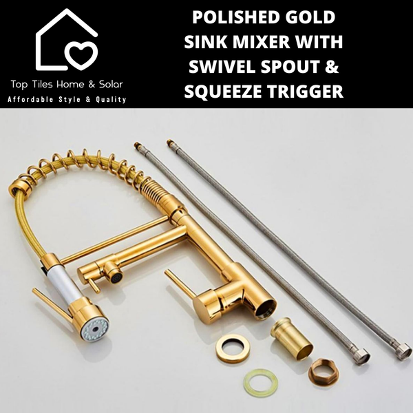 Gold Sink Mixer with Swivel Spout & Squeeze Trigger