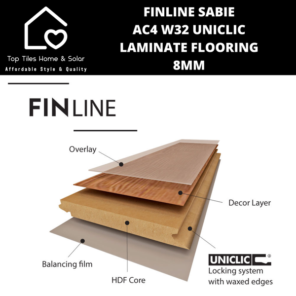 FINline Sabie AC4 W32 UniClic Laminate Flooring - 8mm