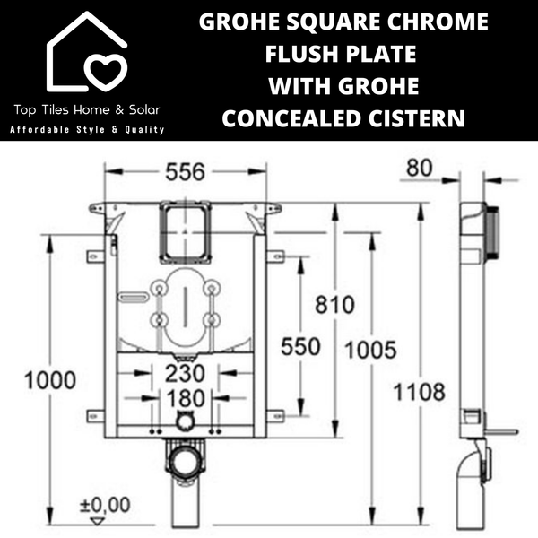 Grohe Square Chrome Flush Plate With Grohe Concealed Cistern