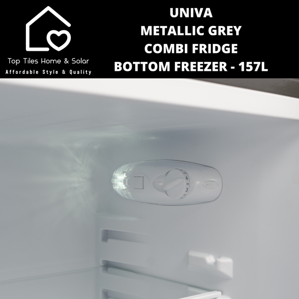 Univa Metallic Grey Combi Fridge Bottom Freezer - 157L