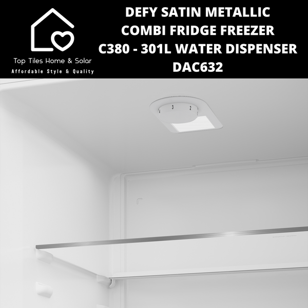 Defy Satin Metallic Combi Fridge Freezer C380 - 301L Water Dispenser DAC632