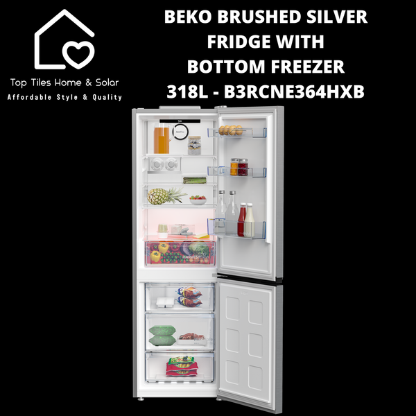 Beko Brushed Silver Fridge with Bottom Freezer - 318L B3RCNE364HXB