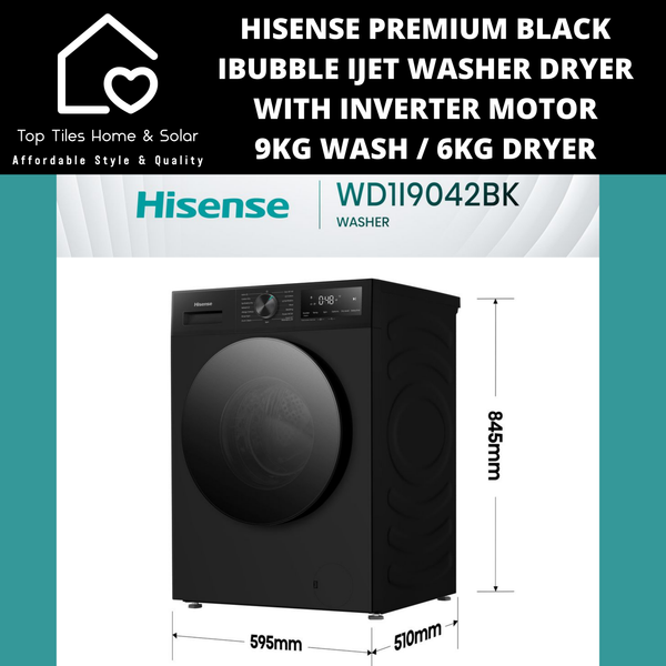 Hisense Premium Black iBubble iJet Washer Dryer with Inverter Motor - 9/6kg Washer Dryer