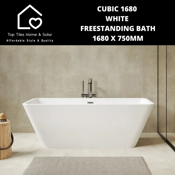 Cubic 1680 White Freestanding Bath - 1680 x 750mm