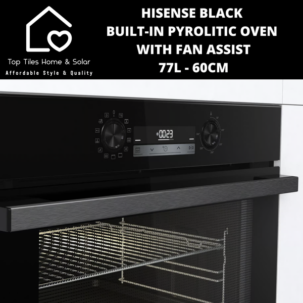 Hisense Black Built-in Pyrolitic Oven with Fan Assist 77L - 60cm