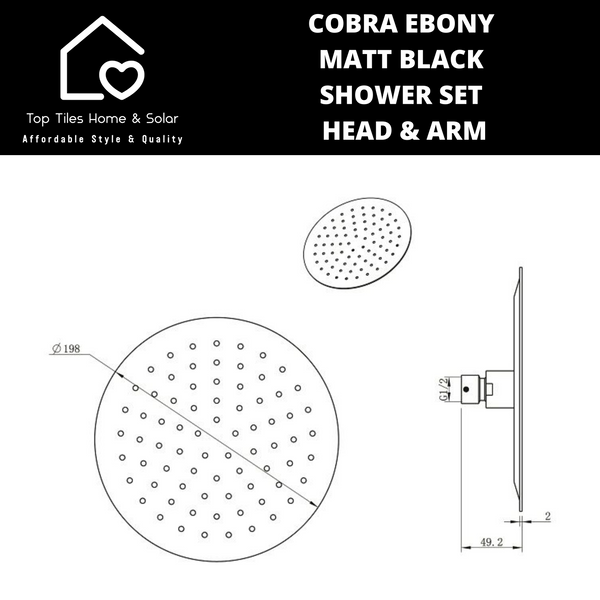 Cobra Ebony Matt Black Shower Set - Head & Arm