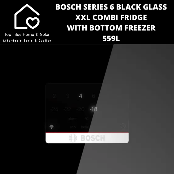 Bosch Series 6 - Black Glass XXL Combi Fridge With Bottom Freezer - 559L