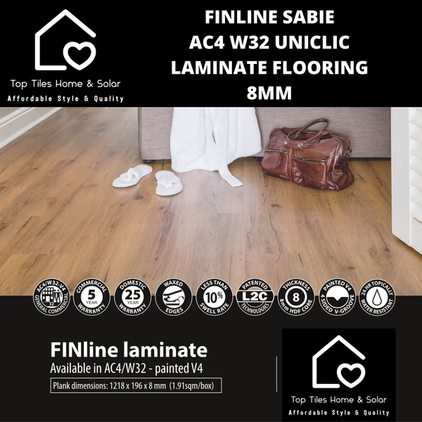 FINline Sabie AC4 W32 UniClic Laminate Flooring - 8mm