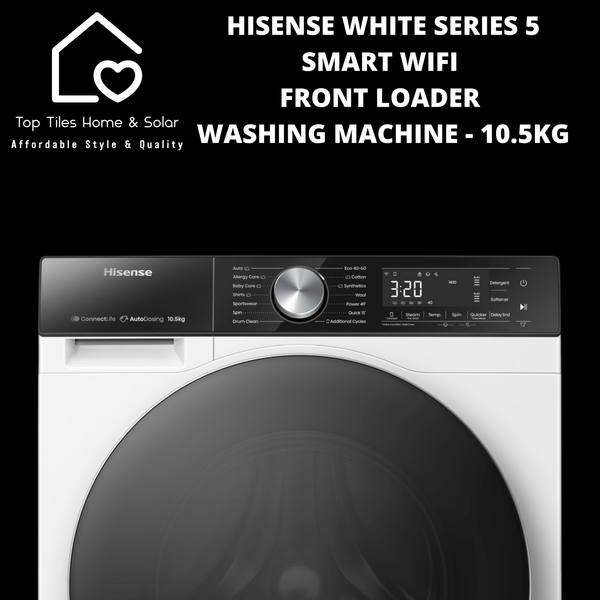 Hisense White Series 5 Smart Front Loader Washing Machine - 10.5kg