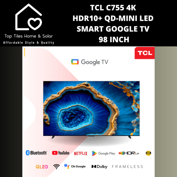 TCL C755 4K HDR10+ QD-Mini LED Smart Google TV - 98 Inch