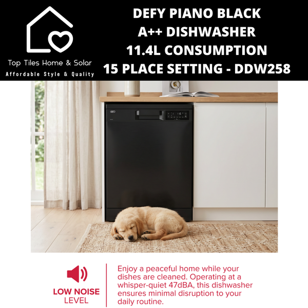 Defy Piano Black A++ Dishwasher 11.4L Consumption - 15 Place Setting DDW258