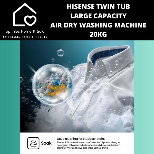Hisense Twin Tub Large Capacity Air Dry Washing Machine - 20kg