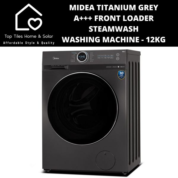 Midea Titanium Grey A+++ Front Loader SteamWash Washing Machine - 12kg