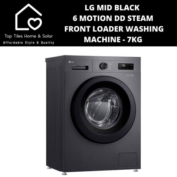 LG Mid Black 6 Motion DD Steam Front Loader Washing Machine - 7kg