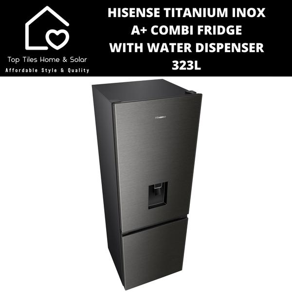 Hisense Titanium Inox A+ Combi Fridge with Water Dispenser - 323L