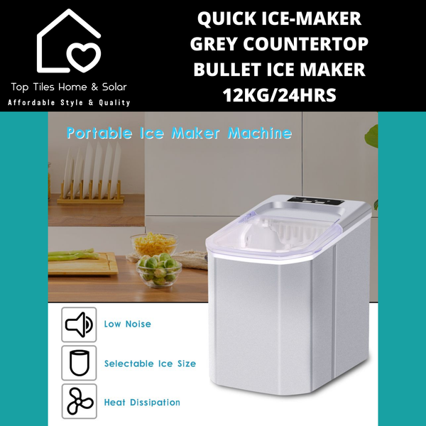 Quick Ice-Maker Grey Countertop Bullet Ice Maker - 12kg/24Hrs