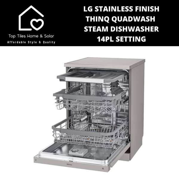 LG Stainless Finish ThinQ QuadWash Steam Dishwasher - 14Pl Setting