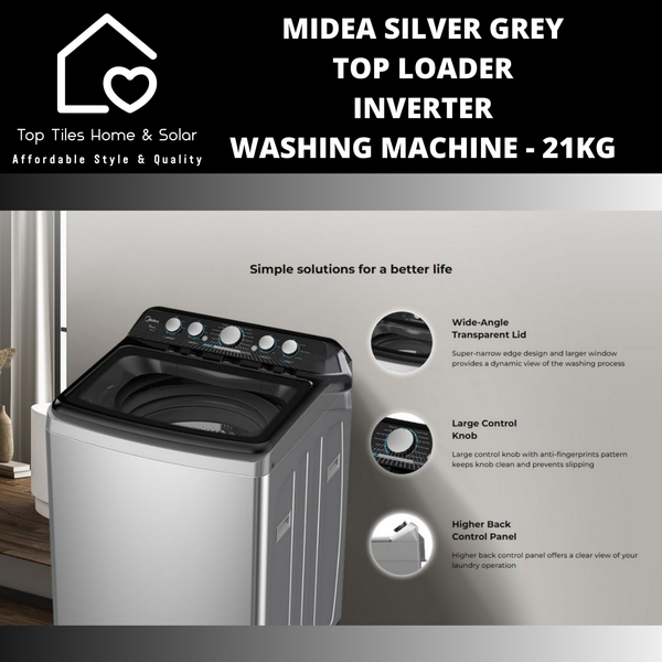 Midea Silver Grey Inverter Top Loader Washing Machine - 21kg