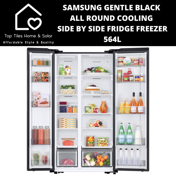 Samsung Gentle Black All Round Cooling Side by Side Fridge Freezer - 564L