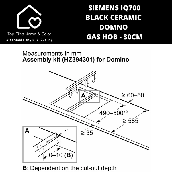 Siemens iQ700 - Black Ceramic Domno Gas Hob - 30cm