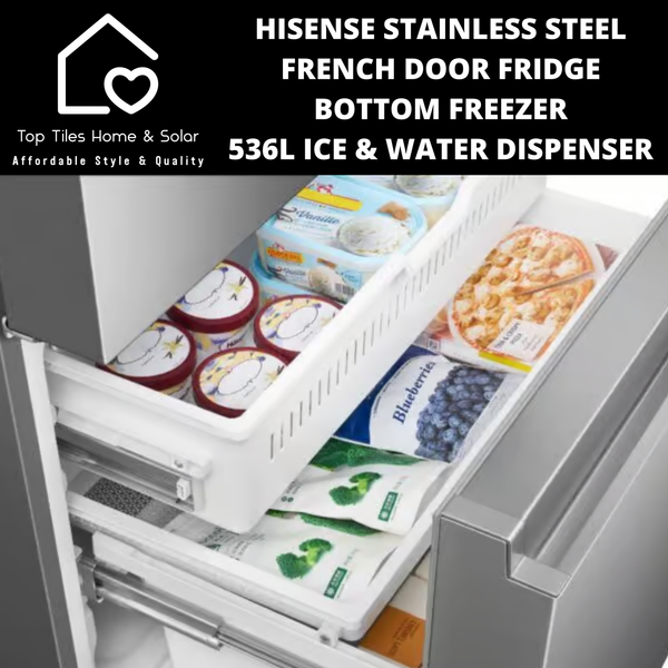 Hisense Stainless Steel French Door Fridge  - 536L Ice & Water Dispenser