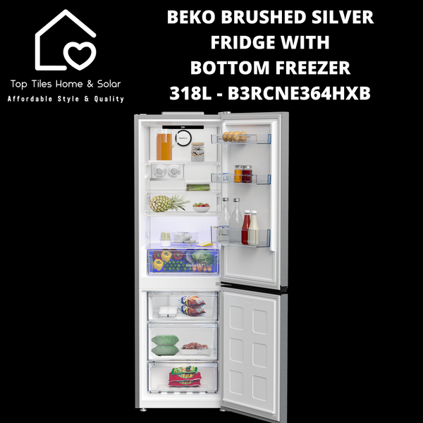 Beko Brushed Silver Fridge with Bottom Freezer - 318L B3RCNE364HXB