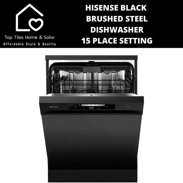 Hisense Black Brushed Steel Dishwasher - 15 Place Setting
