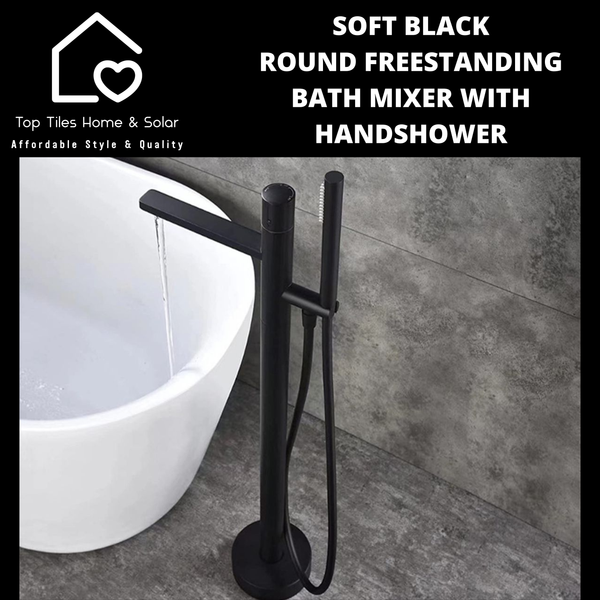 Soft Black Round Freestanding Bath Mixer With Handshower