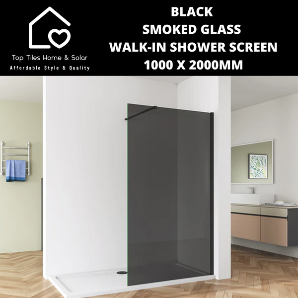 Smoked Glass Walk-in Shower Screen - 1000 x 2000mm