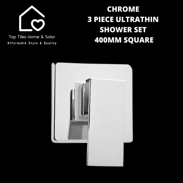 Chrome 3 Piece Ultrathin Shower Set - 400mm Square