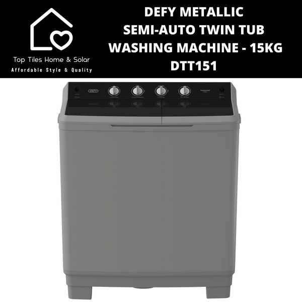 Defy Metallic Semi-Auto Twin Tub Washing Machine - 15kg DTT151