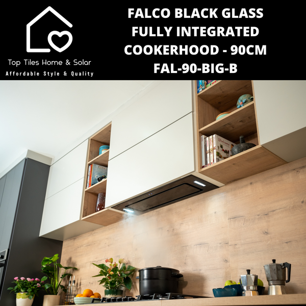Falco Black Glass Fully Integrated Cookerhood - 90cm FAL-90-BIG-B