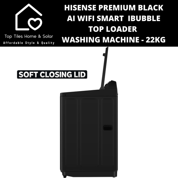 Hisense Premium Black Ai Wifi Smart  iBubble Top Loader Washing Machine - 22kg