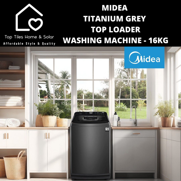 Midea Titanium Grey TurboWash Top Loader Washing Machine - 16kg