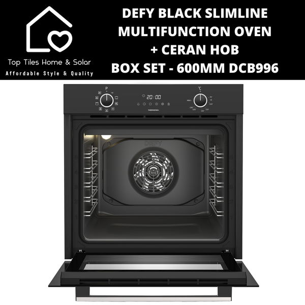 Defy Black Slimline Multifunction Oven + Ceran Hob Box Set - 600mm DCB996